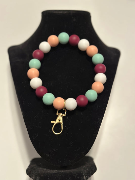 Cranberry/mint silicon bracelet keychain
