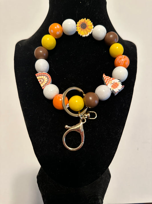 Fall wooden bracelet keychain